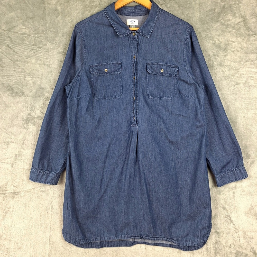 Old Navy Chambray Dress Womens XL Blue Denim Coastal Cowgirl Western Boho Mini
